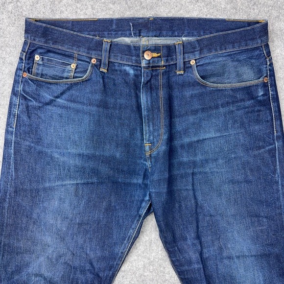 Simon Spurr Jeans Mens 38x32 Blue Selvedge Denim Resin Rinse Straight Leg USA - Picture 2 of 15